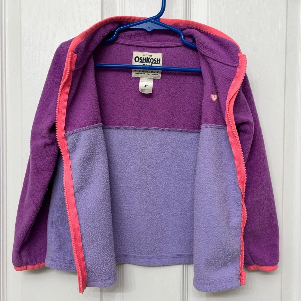 Purple Colorblock Fleece Jacket | OshKosh 4T